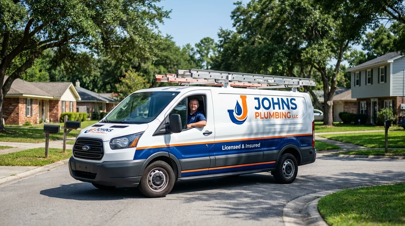 Johns Plumbing LLC service van in Emporia, KS