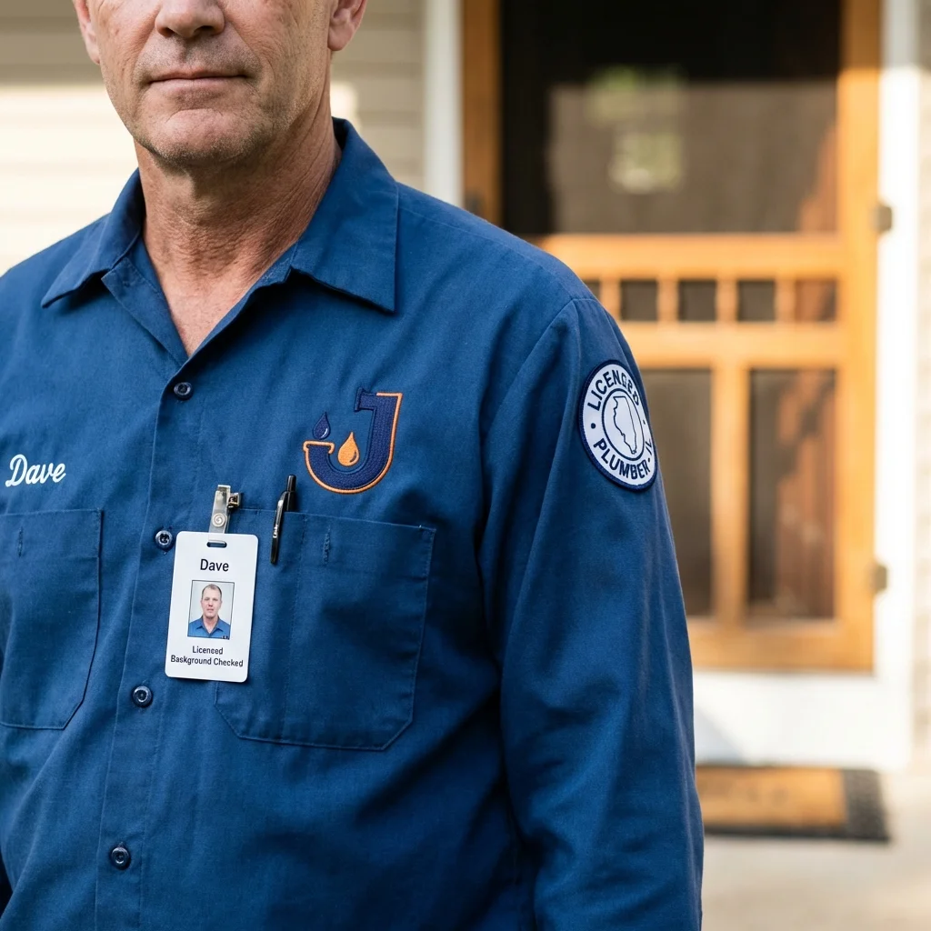 Licensed plumber showing ID badge in Emporia, KS