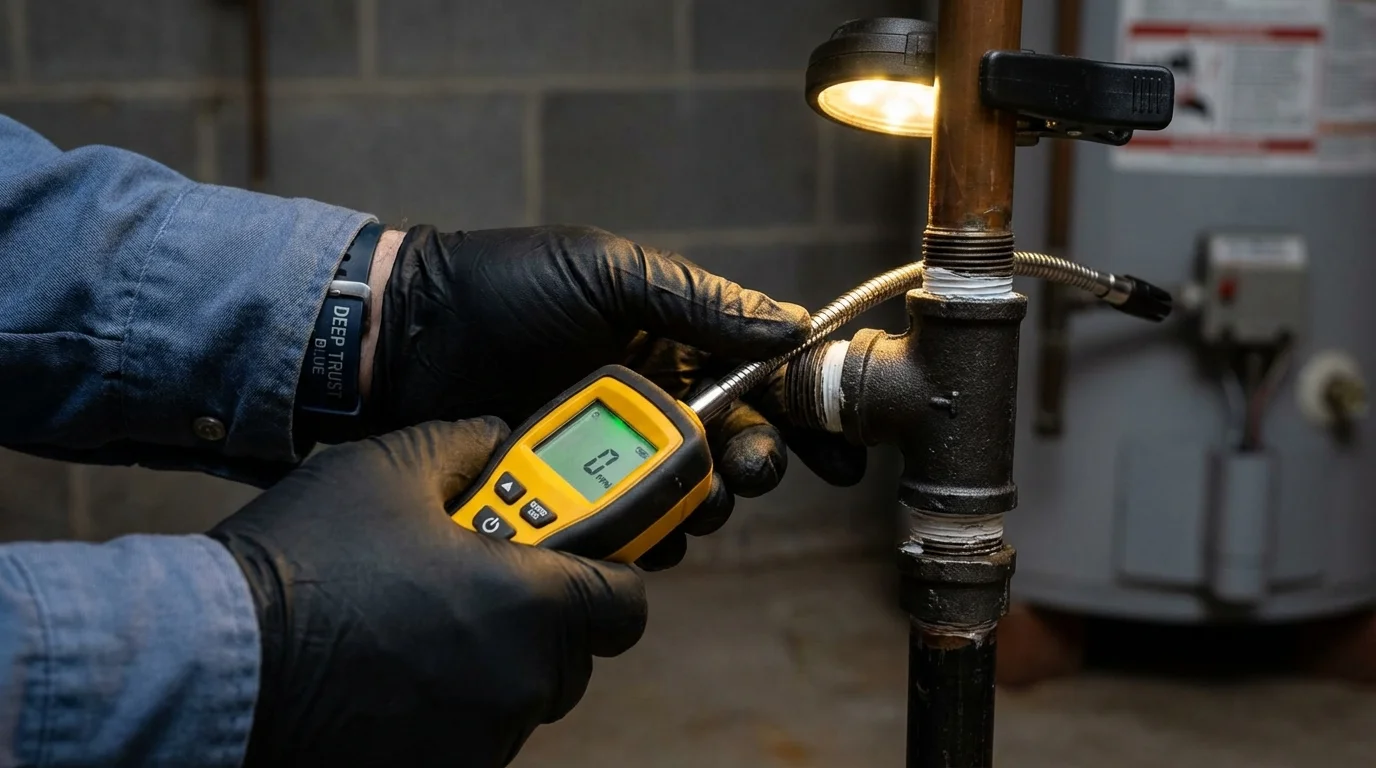 Gas leak detection with electronic sniffer by Johns Plumbing LLC in Emporia